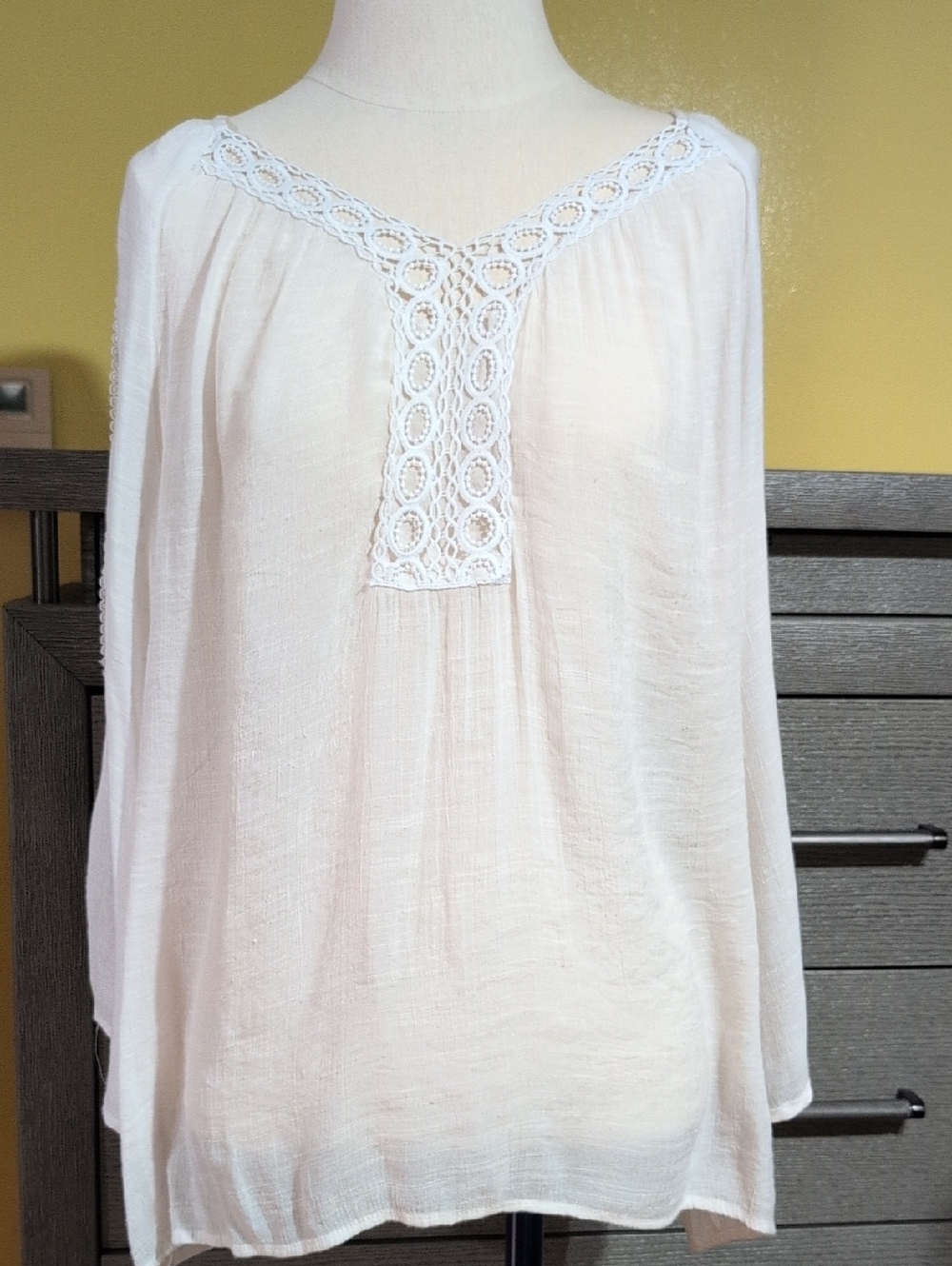 Zac & Rachel White Crochet-Trim Peasant Tunic